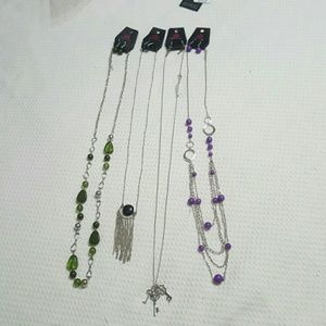 Four Sets Long Necklaces & Matching Earrings